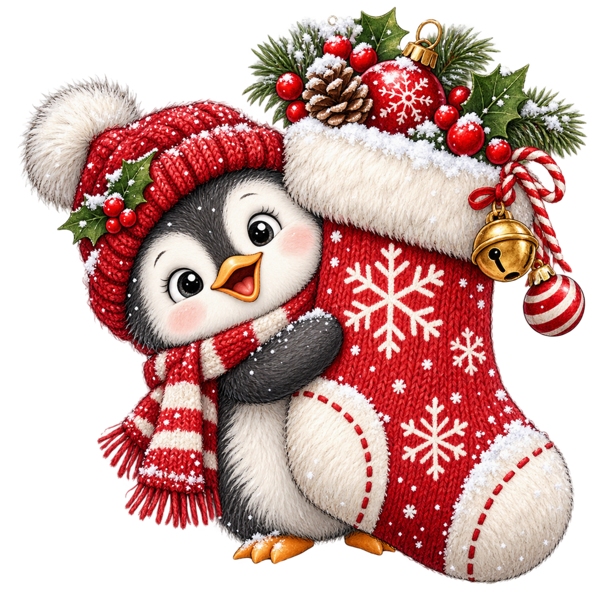 Cute Christmas animal friend DTF transfer, pattern XMAS1506-14