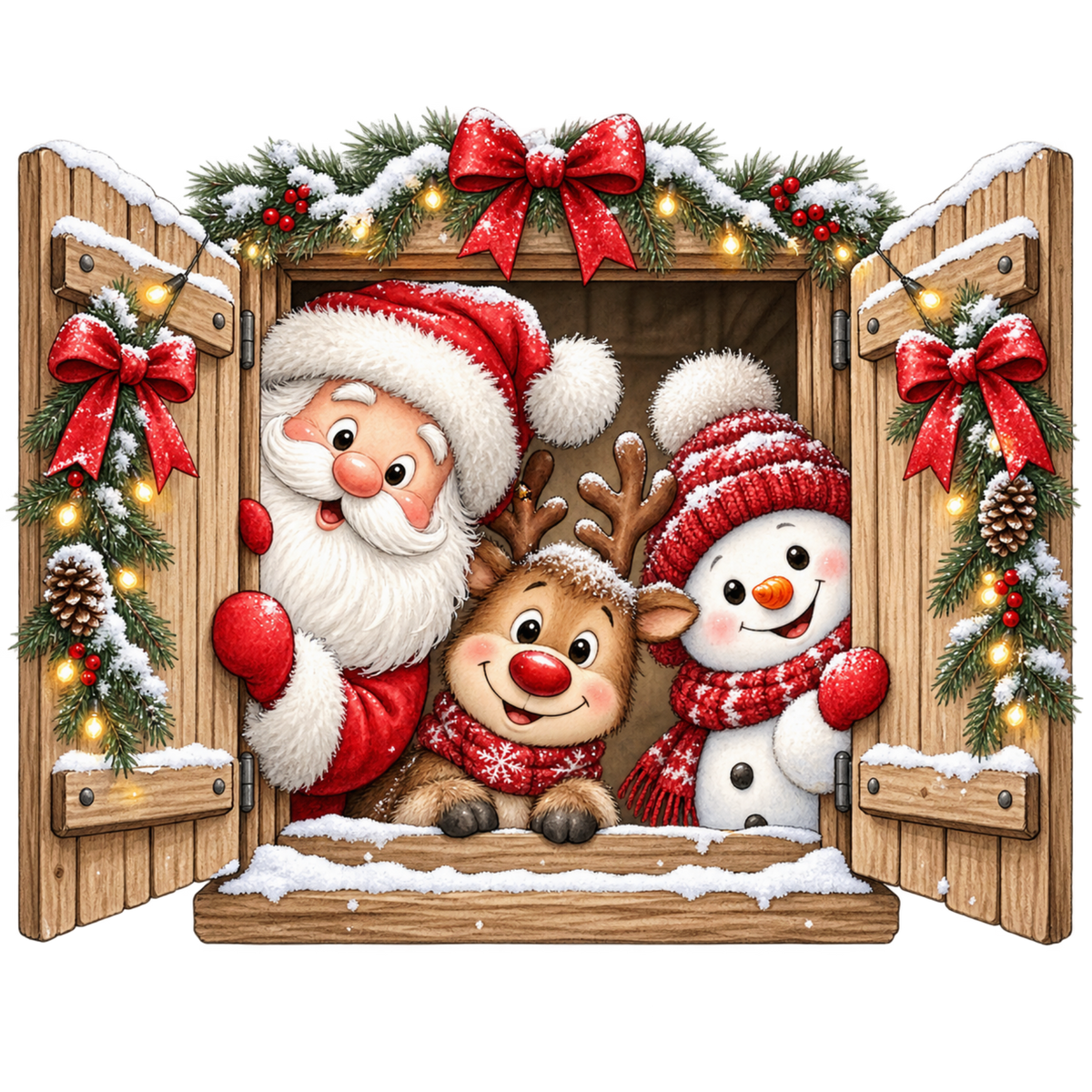 Cute Christmas animal friend DTF transfer, pattern XMAS1506-16
