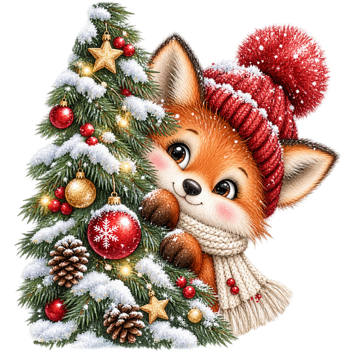 Cute Christmas animal friend DTF transfer, pattern XMAS1506-18