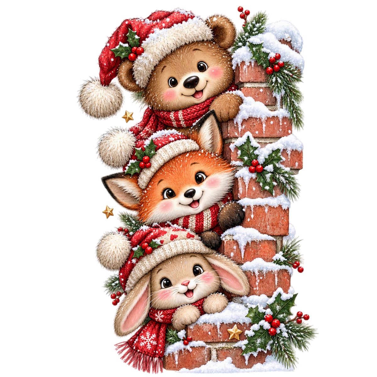 Cute Christmas animal friend DTF transfer, pattern XMAS1506-19