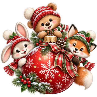 Cute Christmas animal friend DTF transfer, pattern XMAS1506-24