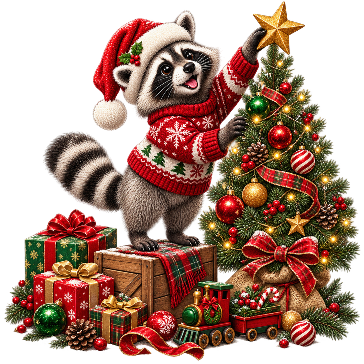 Cute Christmas animal friend DTF transfer, pattern XMAS1506-3