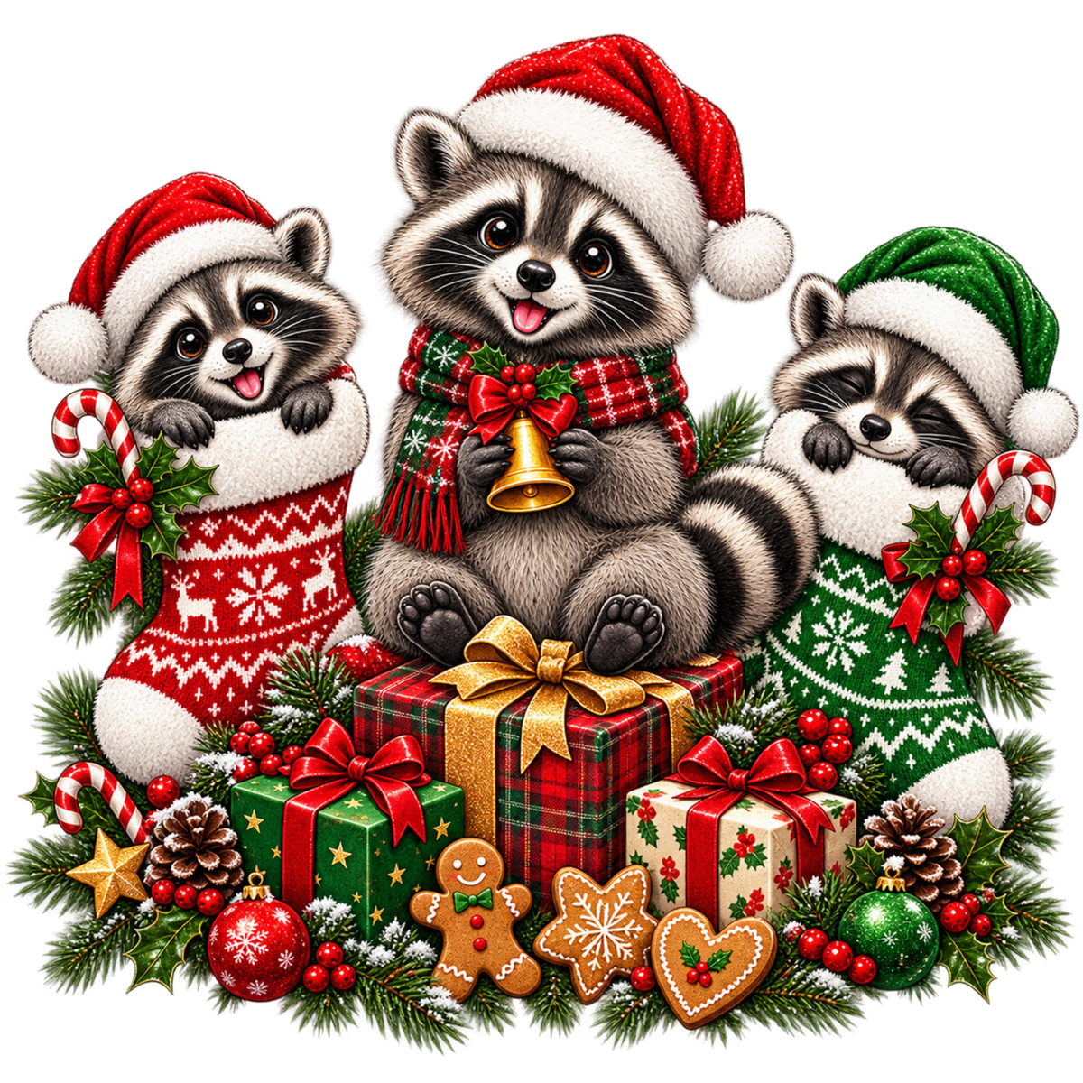 Cute Christmas animal friend DTF transfer, pattern XMAS1506-4