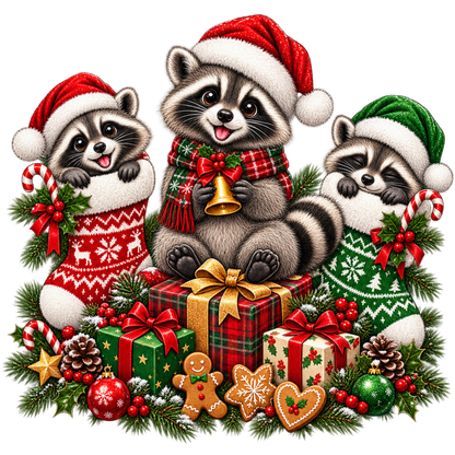 Cute Christmas animal friend DTF transfer, pattern XMAS1506-4