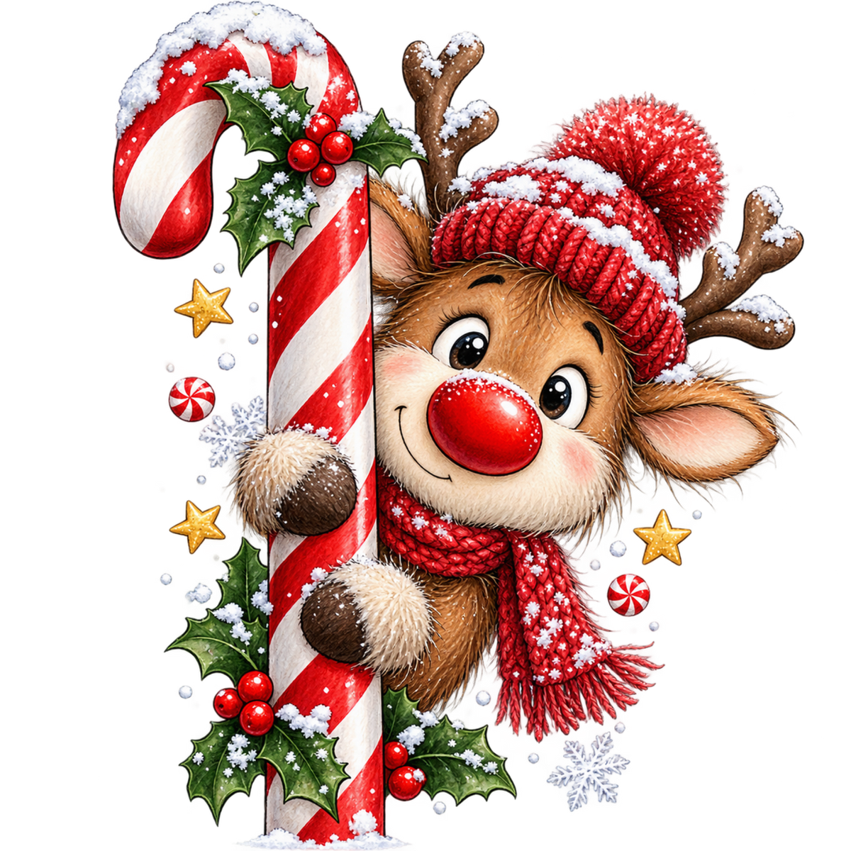 Cute Christmas animal friend DTF transfer, pattern XMAS1506-9
