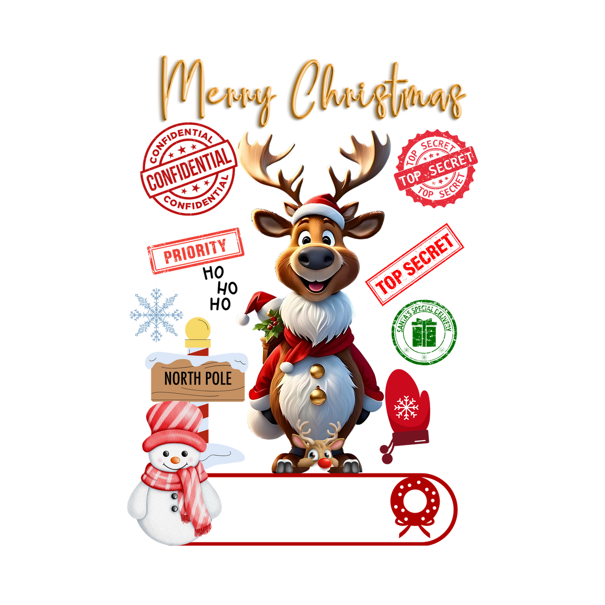 Christmas character delivery-label-style DTF transfer, pattern XMAS1507-11