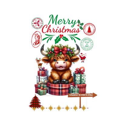 Christmas character delivery-label-style DTF transfer, pattern XMAS1507-2