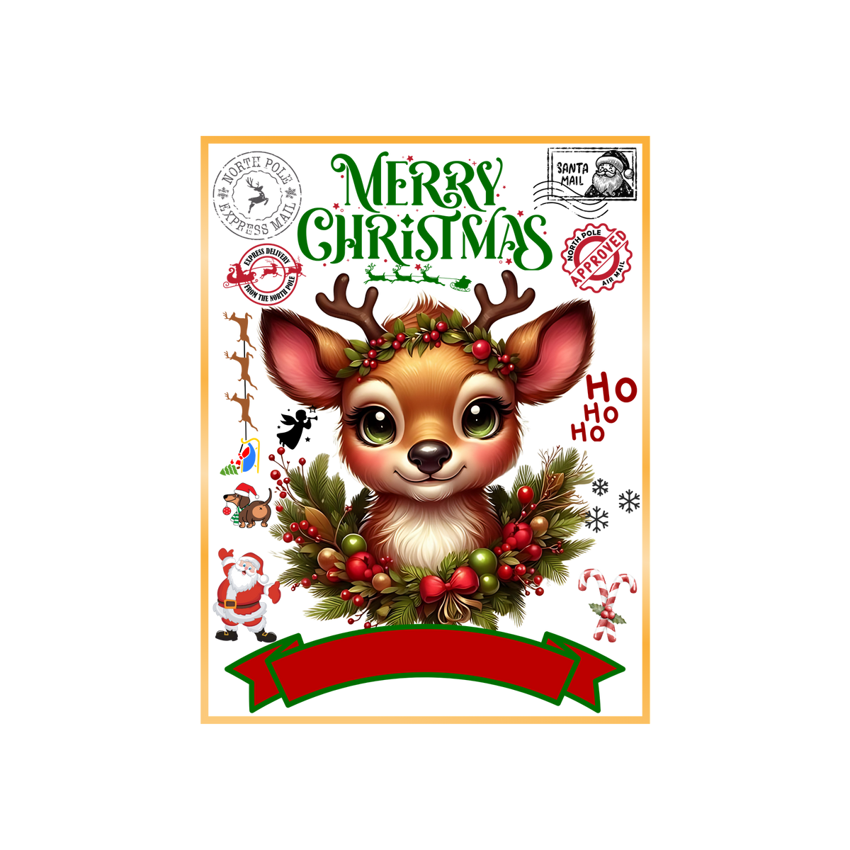 Christmas character delivery-label-style DTF transfer, pattern XMAS1507-4