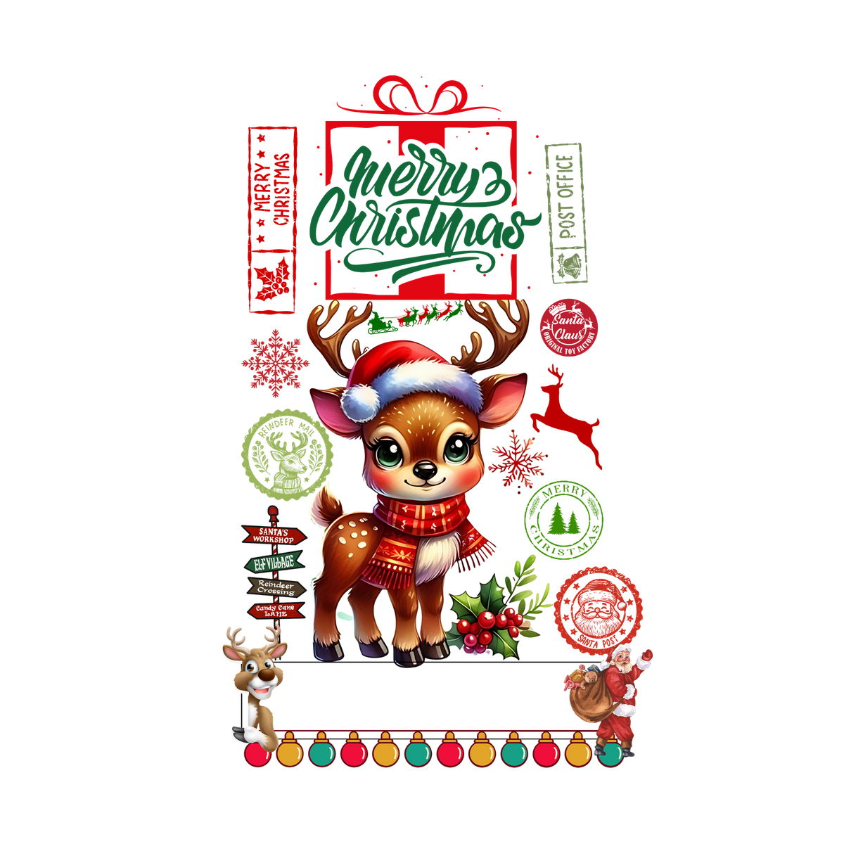 Christmas character delivery-label-style DTF transfer, pattern XMAS1507-6
