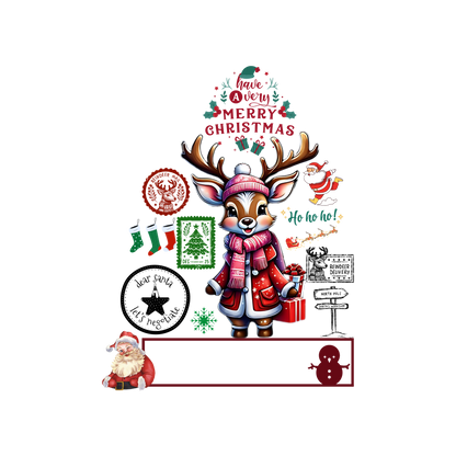 Christmas character delivery-label-style DTF transfer, pattern XMAS1507-7