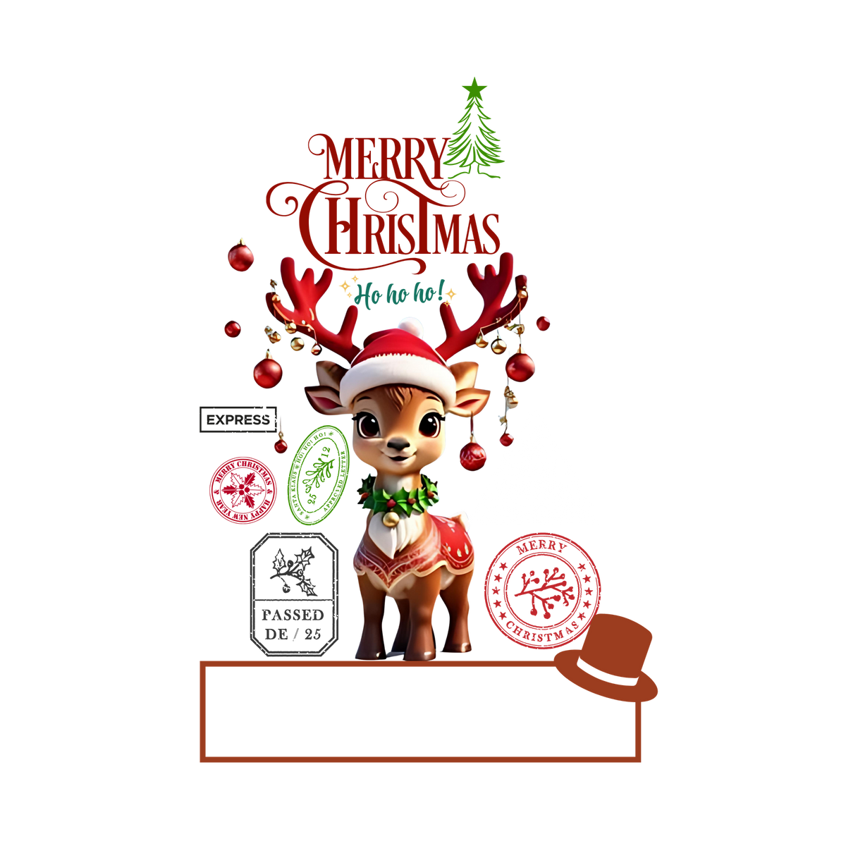 Christmas character delivery-label-style DTF transfer, pattern XMAS1507-8