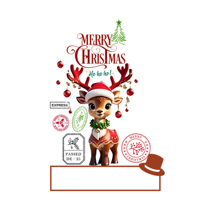 Christmas character delivery-label-style DTF transfer, pattern XMAS1507-8