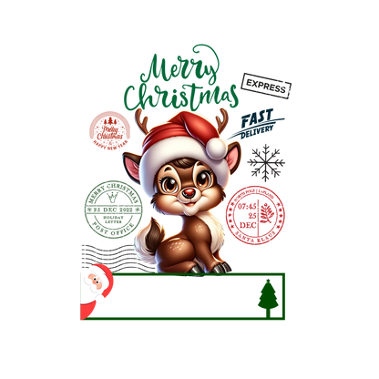 Christmas character delivery-label-style DTF transfer, pattern XMAS1507-9