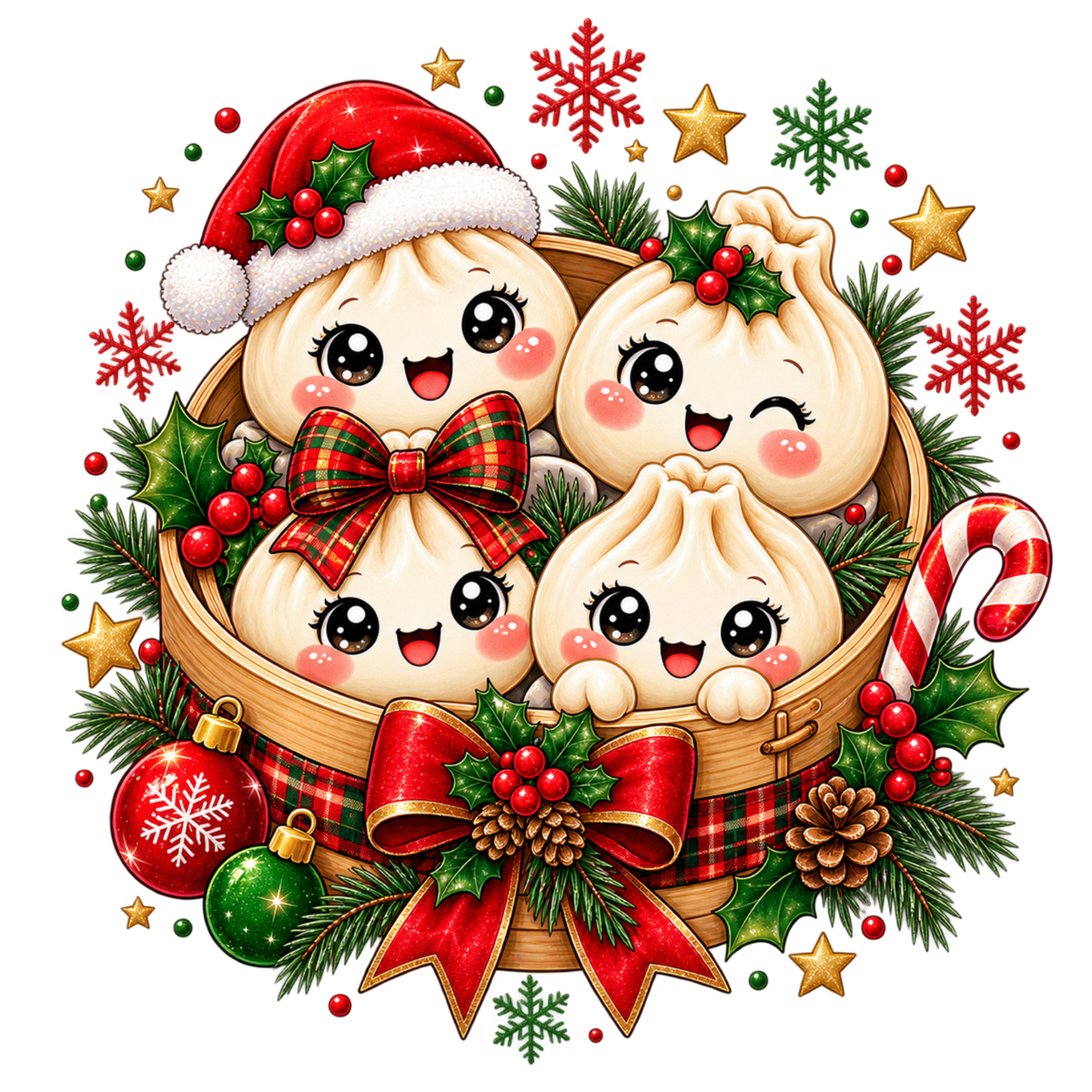 Cute Christmas dumpling DTF transfer, pattern XMAS1508-18