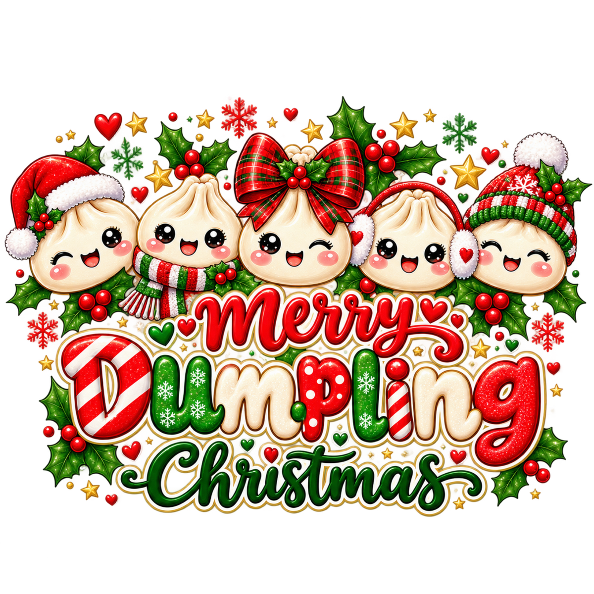 Cute Christmas dumpling DTF transfer, pattern XMAS1508-19