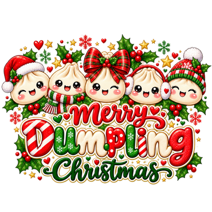 Cute Christmas dumpling DTF transfer, pattern XMAS1508-19