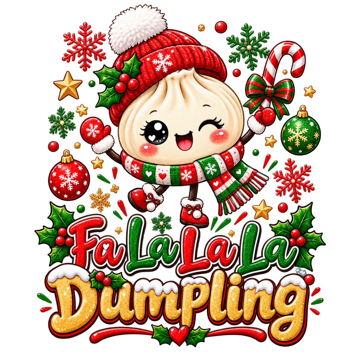 Cute Christmas dumpling DTF transfer, pattern XMAS1508-20