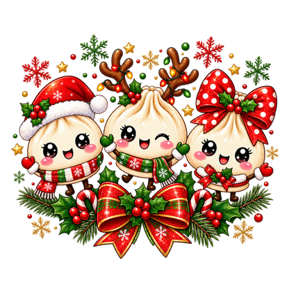 Cute Christmas dumpling DTF transfer, pattern XMAS1508-21