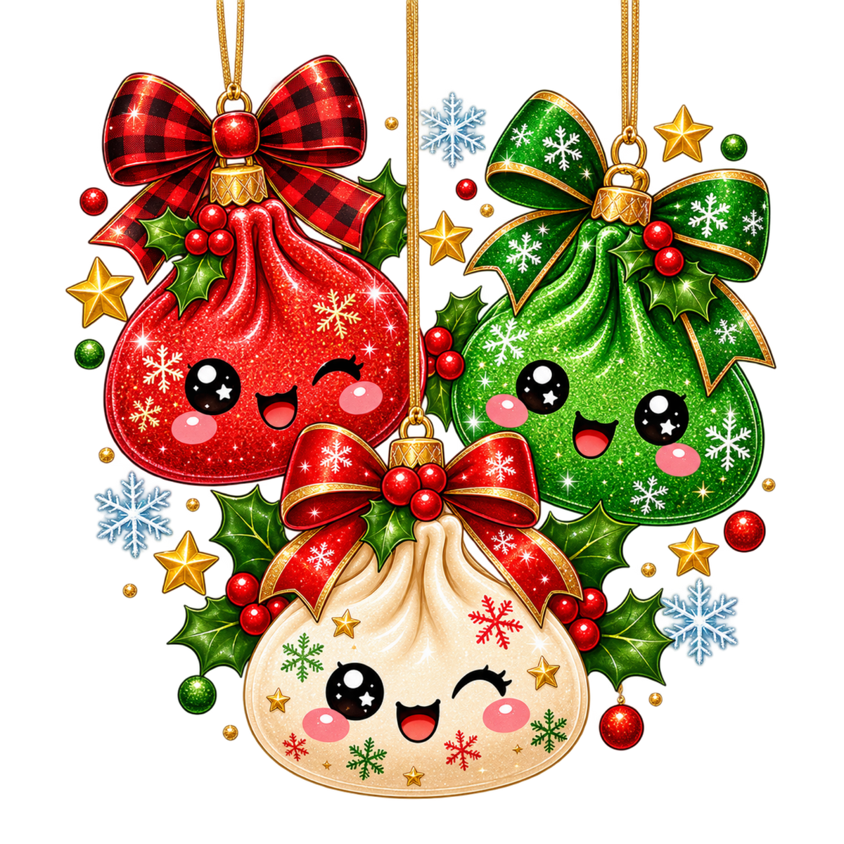 Cute Christmas dumpling DTF transfer, pattern XMAS1508-22