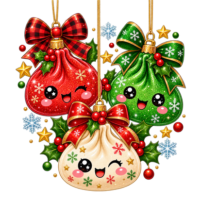 Cute Christmas dumpling DTF transfer, pattern XMAS1508-22