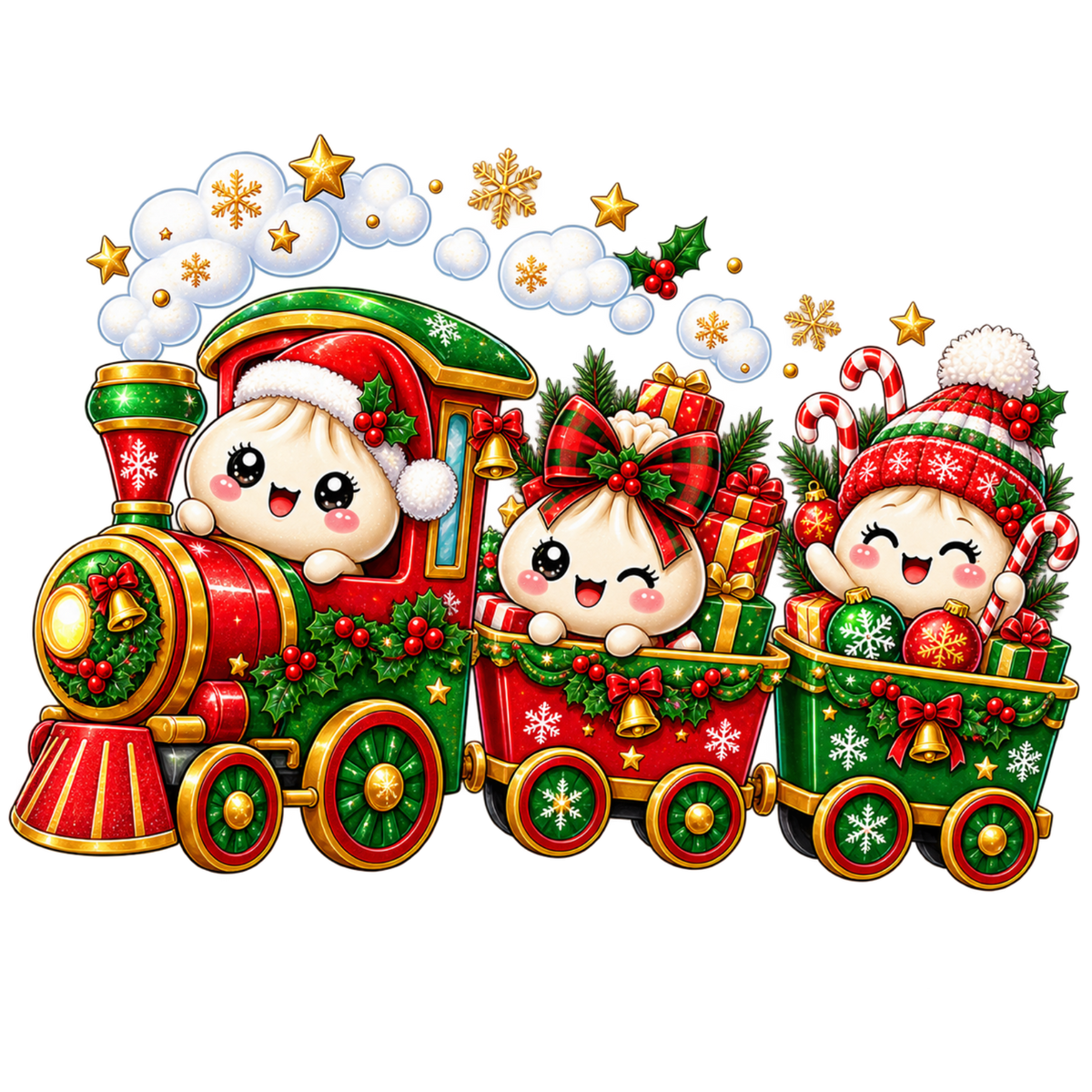 Cute Christmas dumpling DTF transfer, pattern XMAS1508-24