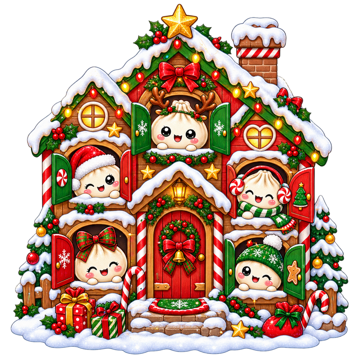 Cute Christmas dumpling DTF transfer, pattern XMAS1508-25