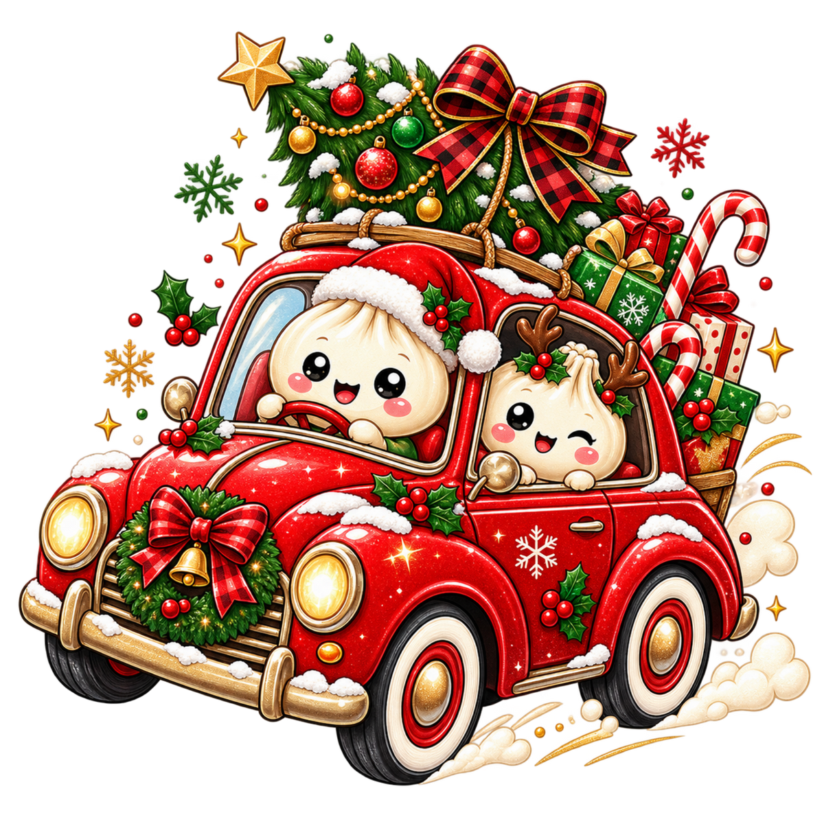 Cute Christmas dumpling DTF transfer, pattern XMAS1508-26