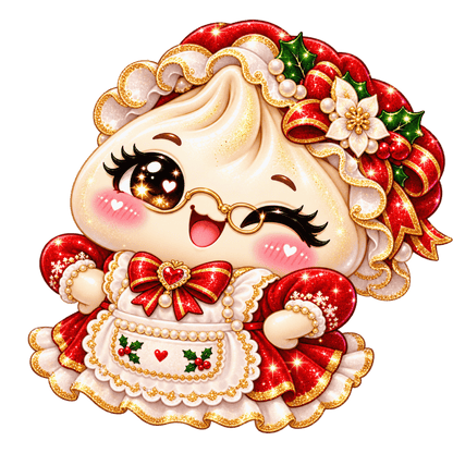 Cute Christmas dumpling DTF transfer, pattern XMAS1509-1