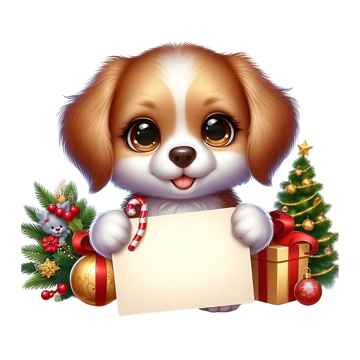 Cute Christmas puppy with gifts DTF transfer, pattern XMAS1510-1