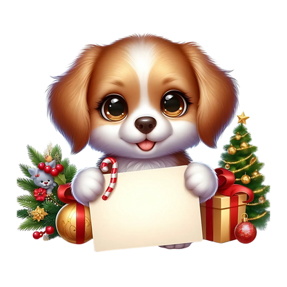 Cute Christmas puppy with gifts DTF transfer, pattern XMAS1510-1