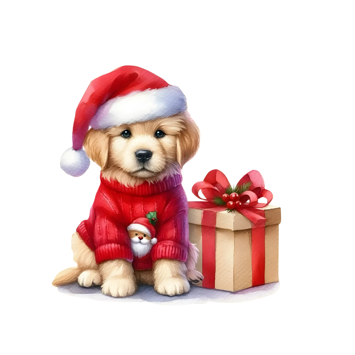 Cute Christmas puppy with gifts DTF transfer, pattern XMAS1510-10