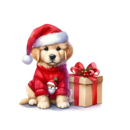 Cute Christmas puppy with gifts DTF transfer, pattern XMAS1510-10