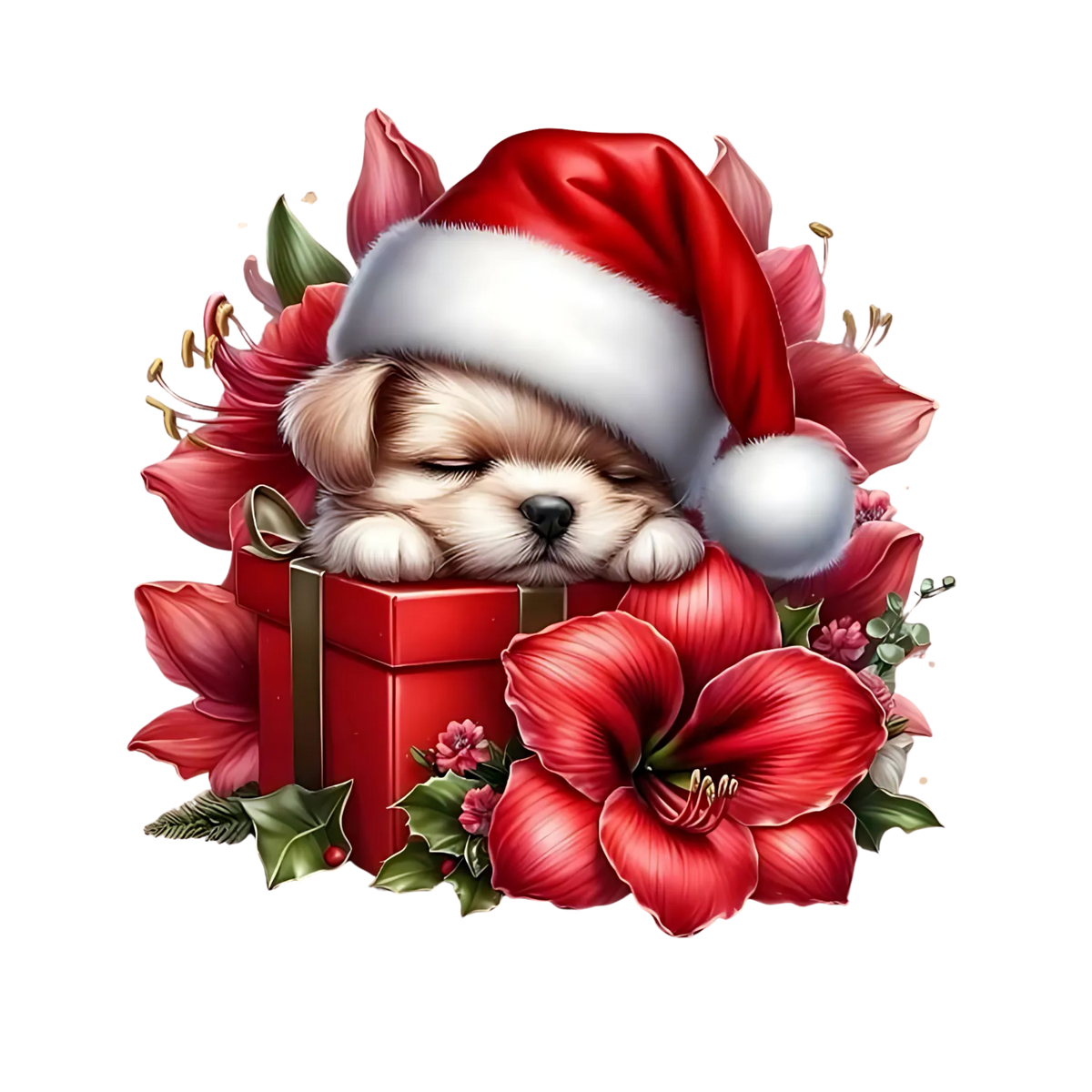 Cute Christmas puppy with gifts DTF transfer, pattern XMAS1510-11