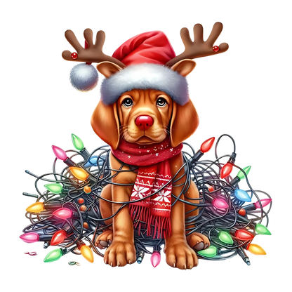 Cute Christmas puppy with gifts DTF transfer, pattern XMAS1510-14