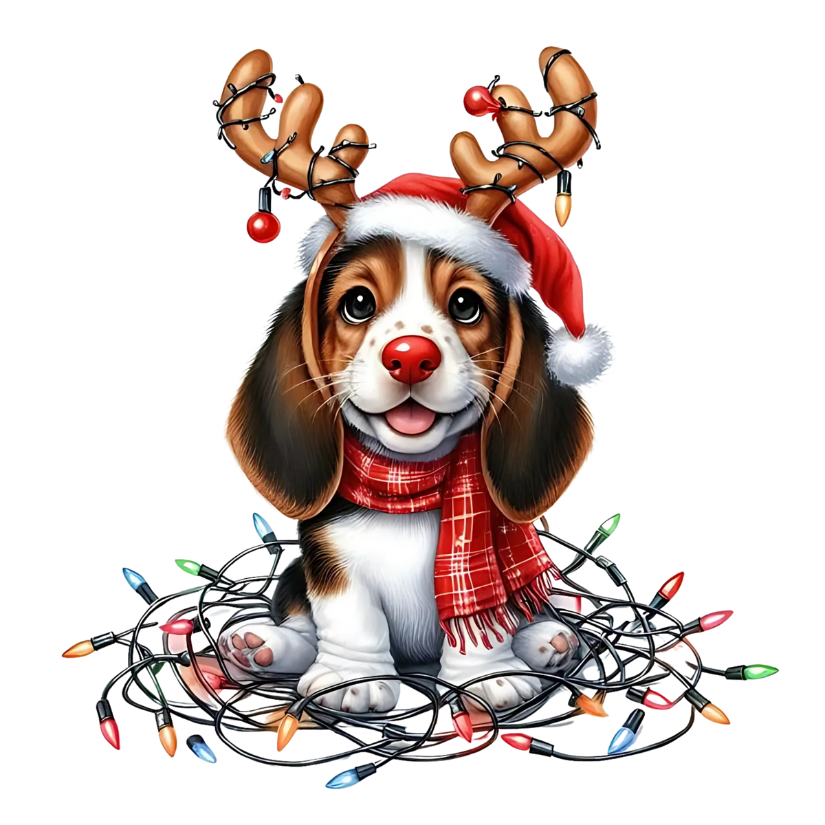 Cute Christmas puppy with gifts DTF transfer, pattern XMAS1510-15
