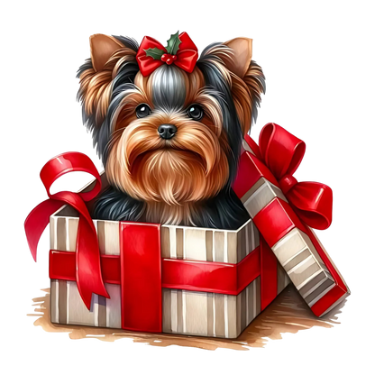 Cute Christmas puppy with gifts DTF transfer, pattern XMAS1510-2