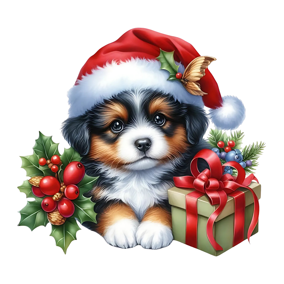 Cute Christmas puppy with gifts DTF transfer, pattern XMAS1510-4