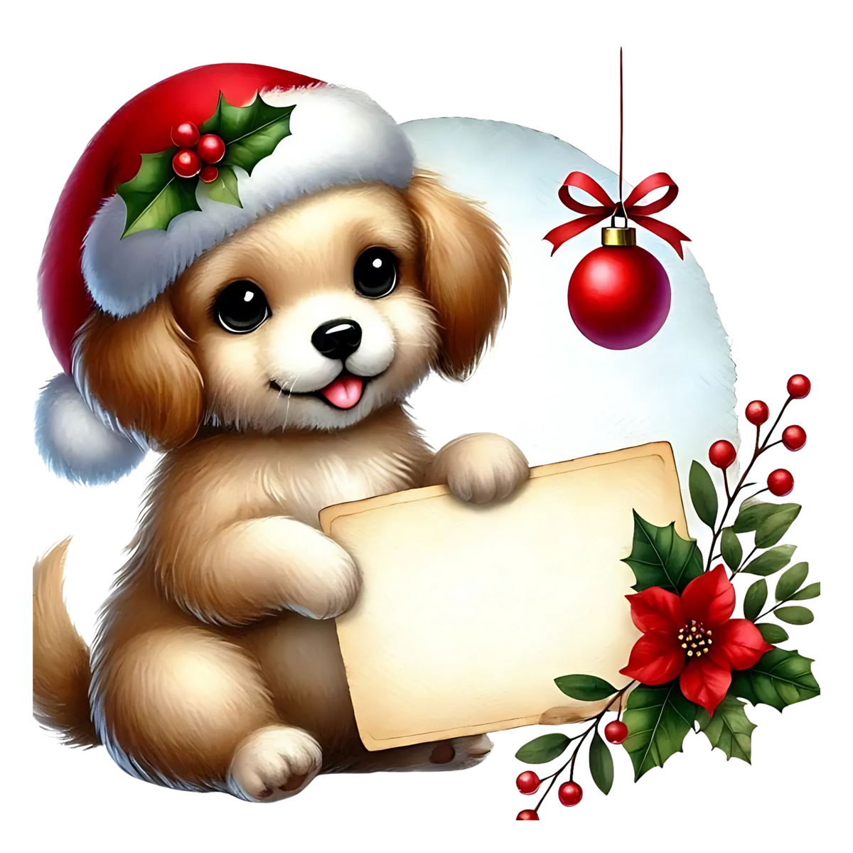 Cute Christmas puppy with gifts DTF transfer, pattern XMAS1510-5