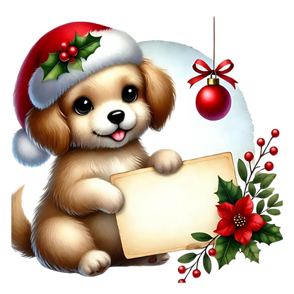 Cute Christmas puppy with gifts DTF transfer, pattern XMAS1510-5