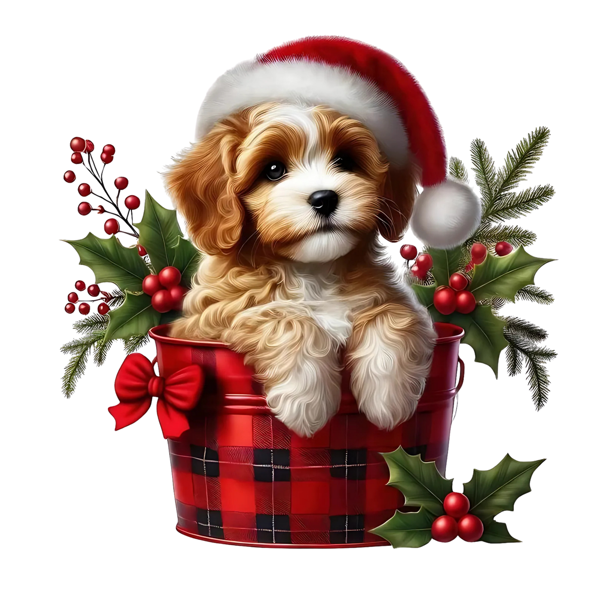 Cute Christmas puppy with gifts DTF transfer, pattern XMAS1510-7