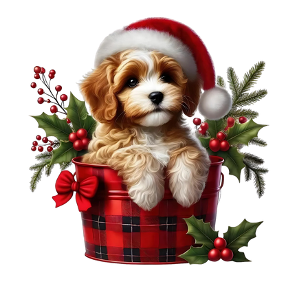 Cute Christmas puppy with gifts DTF transfer, pattern XMAS1510-7