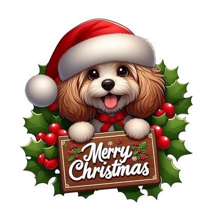 Cute Christmas puppy with gifts DTF transfer, pattern XMAS1510-8