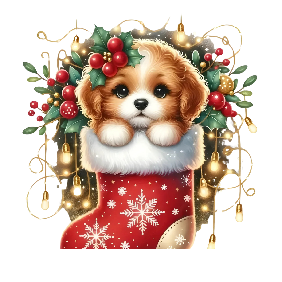 Cute Christmas puppy with gifts DTF transfer, pattern XMAS1510-9