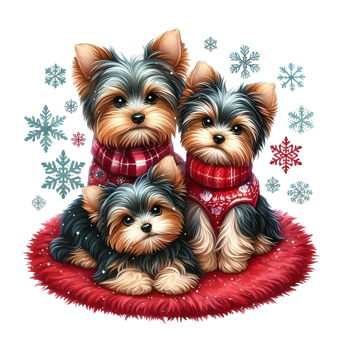 Cute Christmas puppy portrait DTF transfer, pattern XMAS1511-11