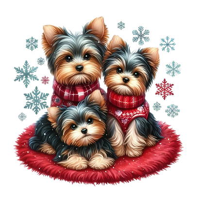 Cute Christmas puppy portrait DTF transfer, pattern XMAS1511-11