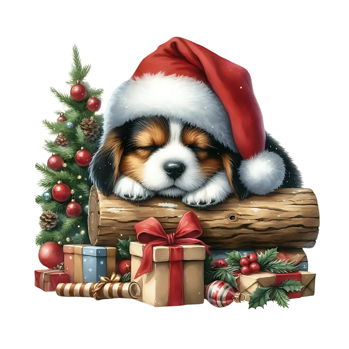 Cute Christmas puppy portrait DTF transfer, pattern XMAS1511-13