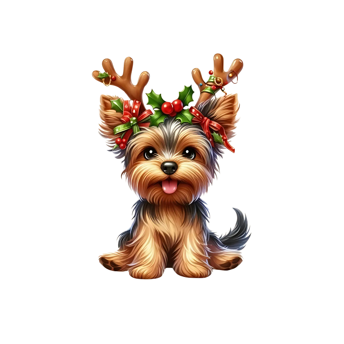 Cute Christmas puppy portrait DTF transfer, pattern XMAS1511-14