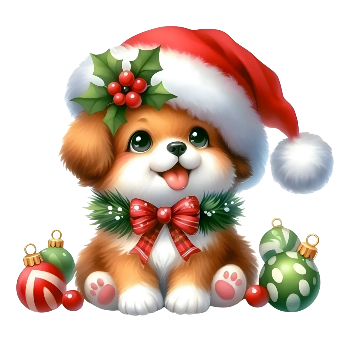 Cute Christmas puppy portrait DTF transfer, pattern XMAS1511-16