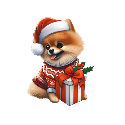 Cute Christmas puppy portrait DTF transfer, pattern XMAS1511-18