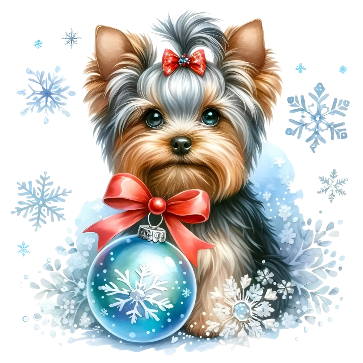 Cute Christmas puppy portrait DTF transfer, pattern XMAS1511-2